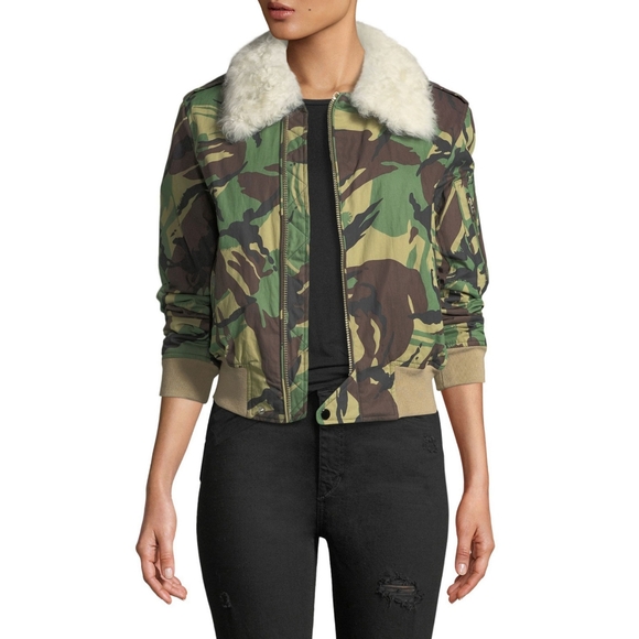 Rag & Bone camouflage shearling trim jacket - Picture 5 of 9